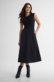 Robe midi cintrée à la taille - Femme && NOIR