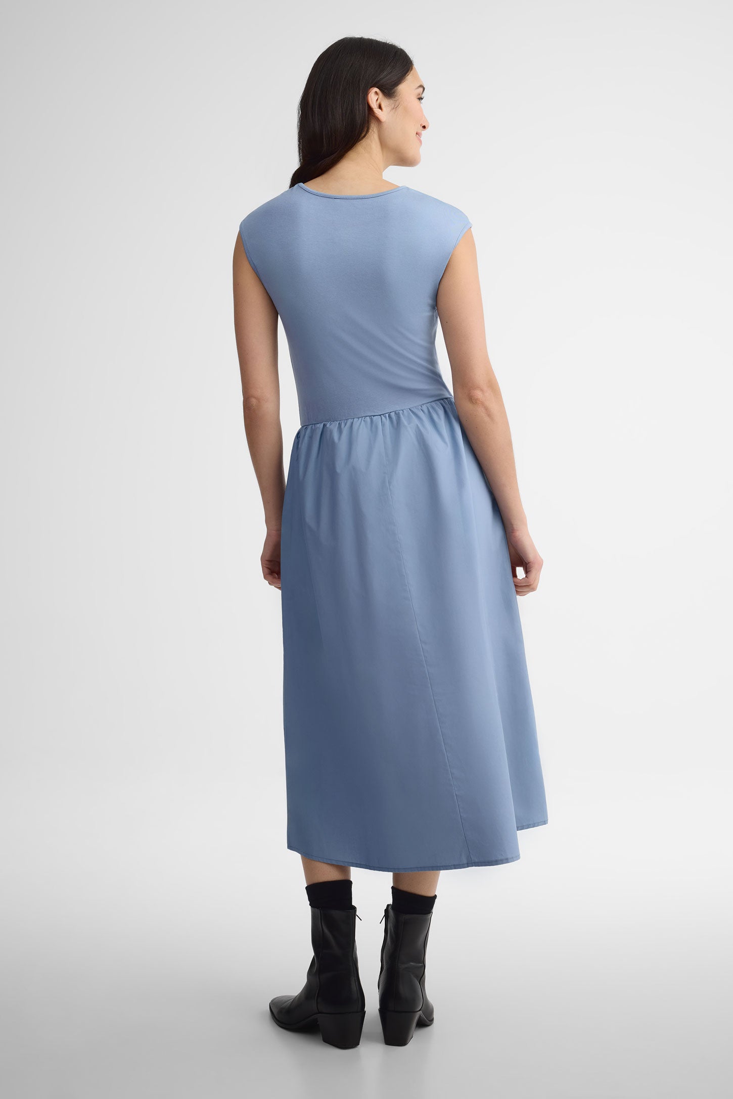 Robe midi cintrée à la taille - Femme && BLEU