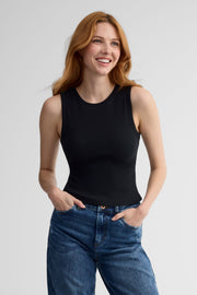 Camisole côtelée en coton - Femme && NOIR