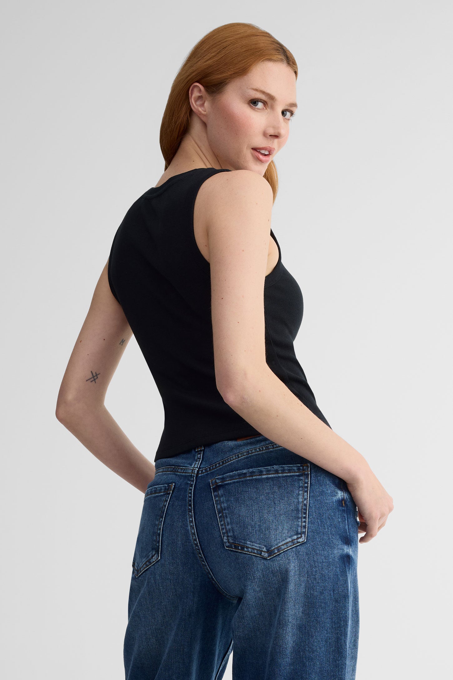 Camisole côtelée en coton - Femme && NOIR