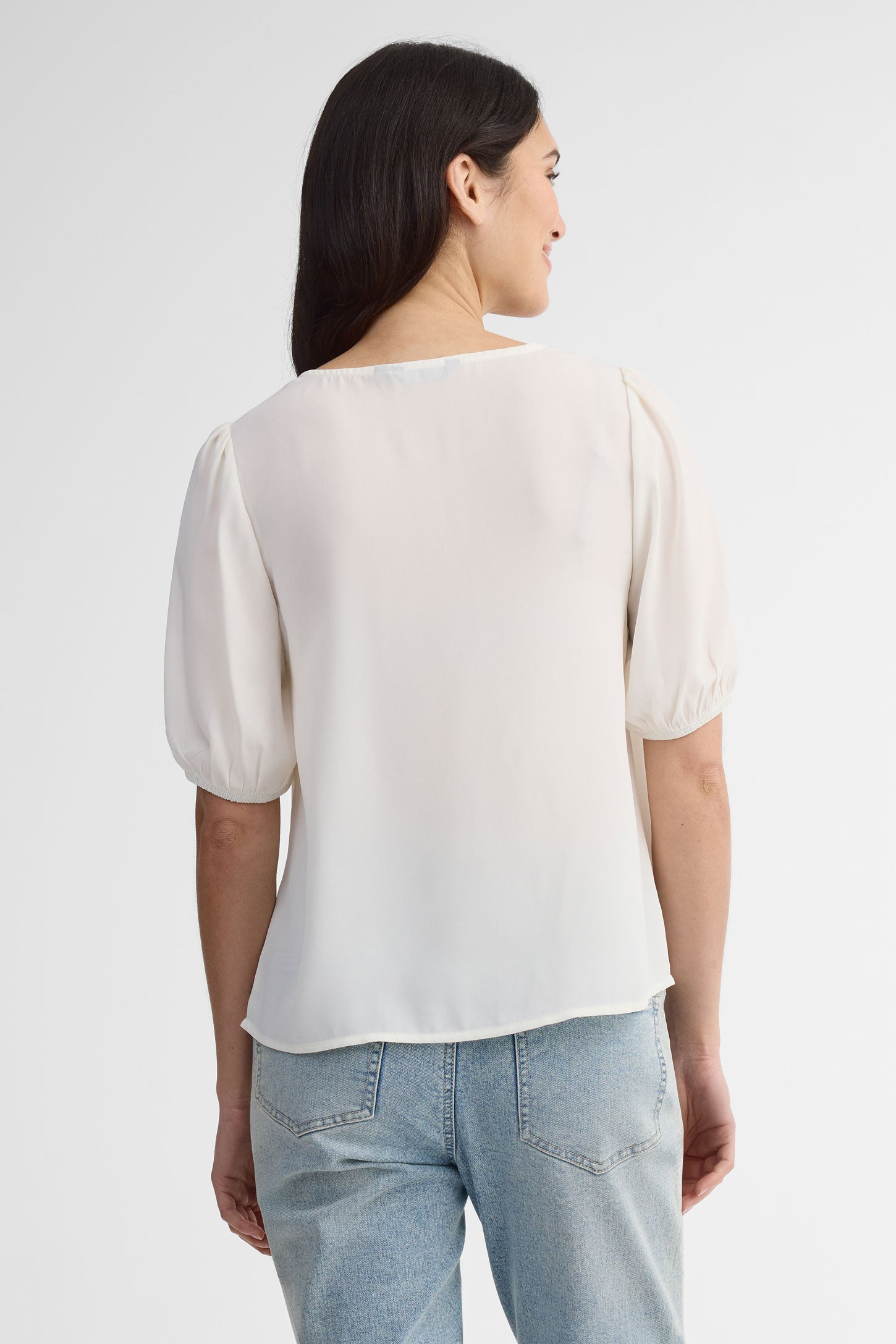 Chemisier col V manches aux coudes - Femme && BLANC CASSÉ