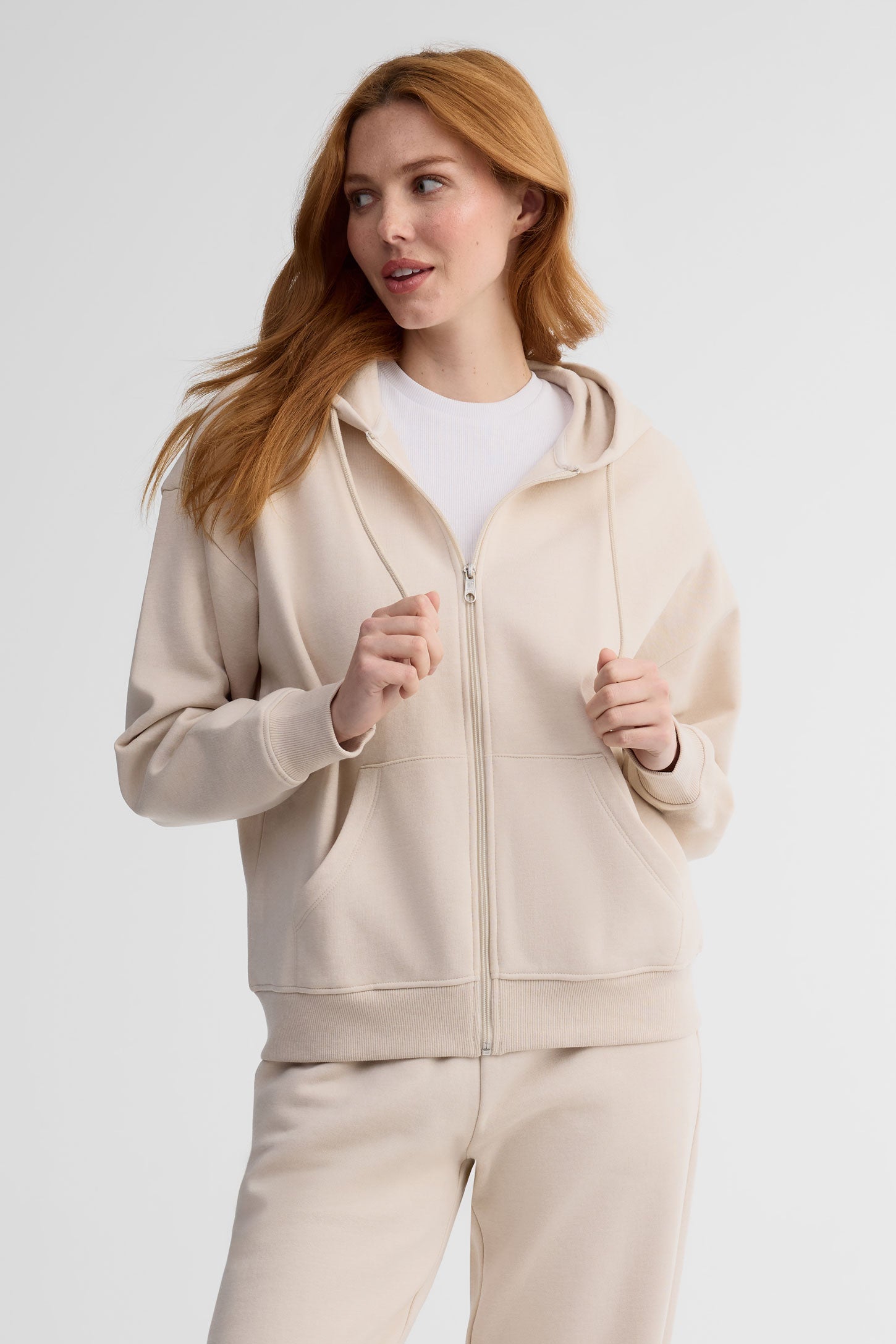 Veste à capuchon coton ouaté - Femme && BEIGE