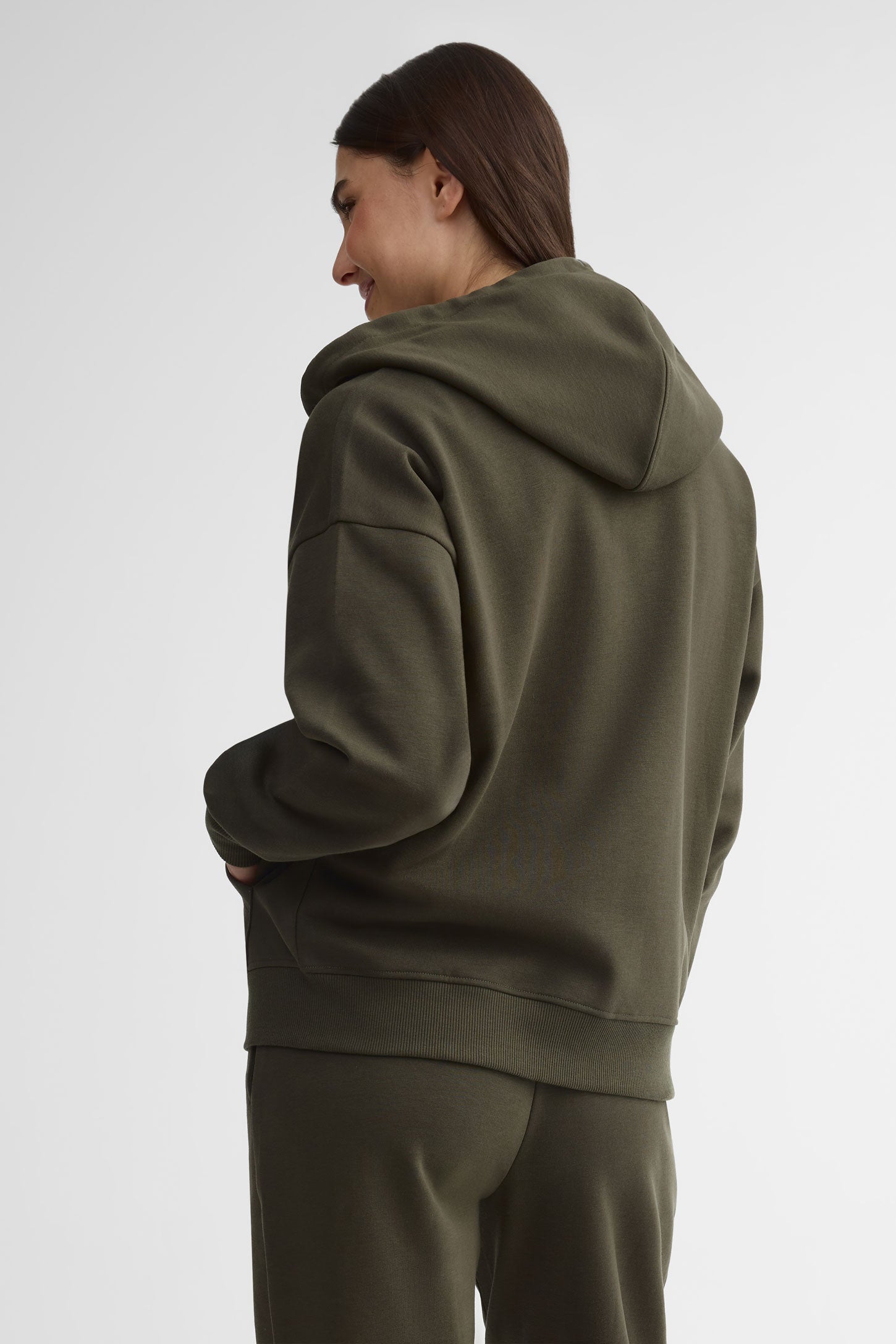 Veste à capuchon coton ouaté - Femme && KAKI