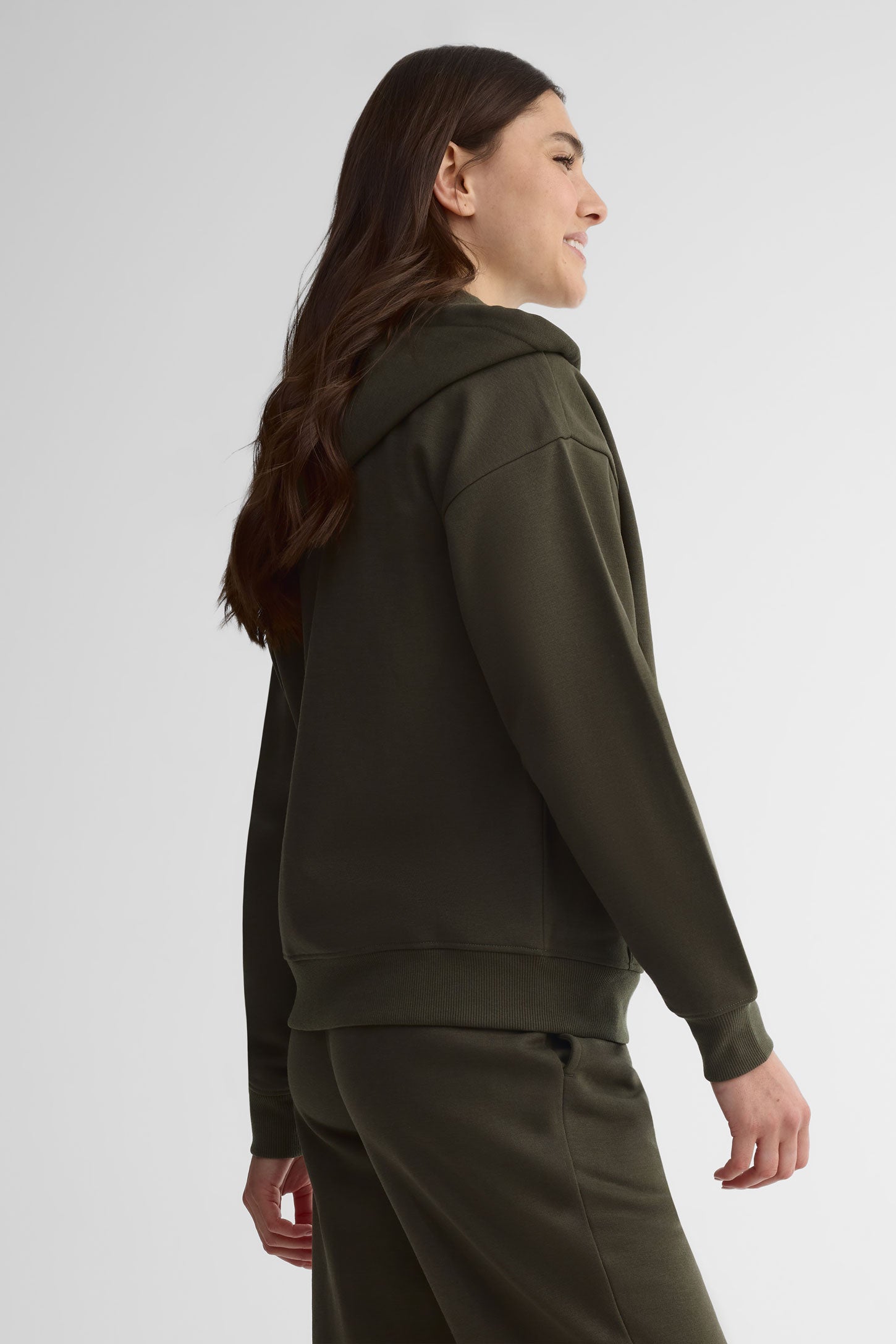 Veste à capuchon coton ouaté - Femme && KAKI