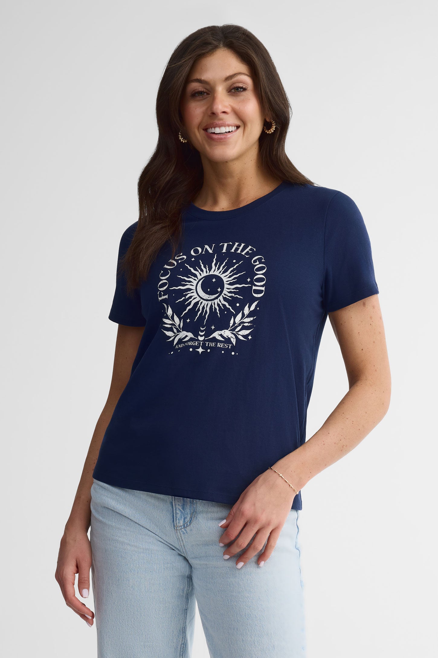 T-shirt col rond coupe droite coton, 2/30$ - Femme && MARIN