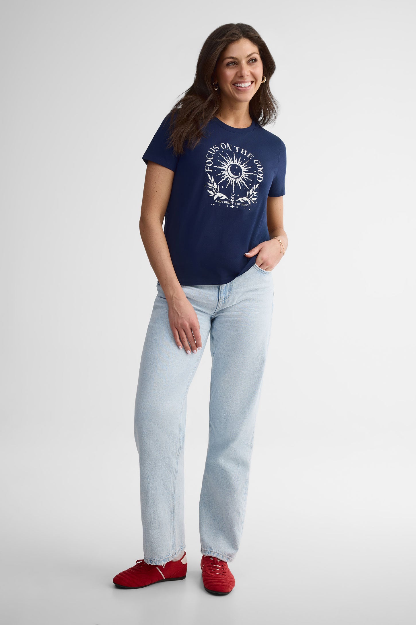 T-shirt col rond coupe droite coton, 2/30$ - Femme && MARIN