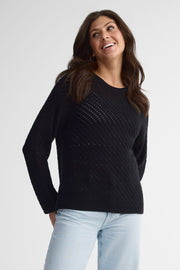 Chandail col rond tricot - Femme && NOIR
