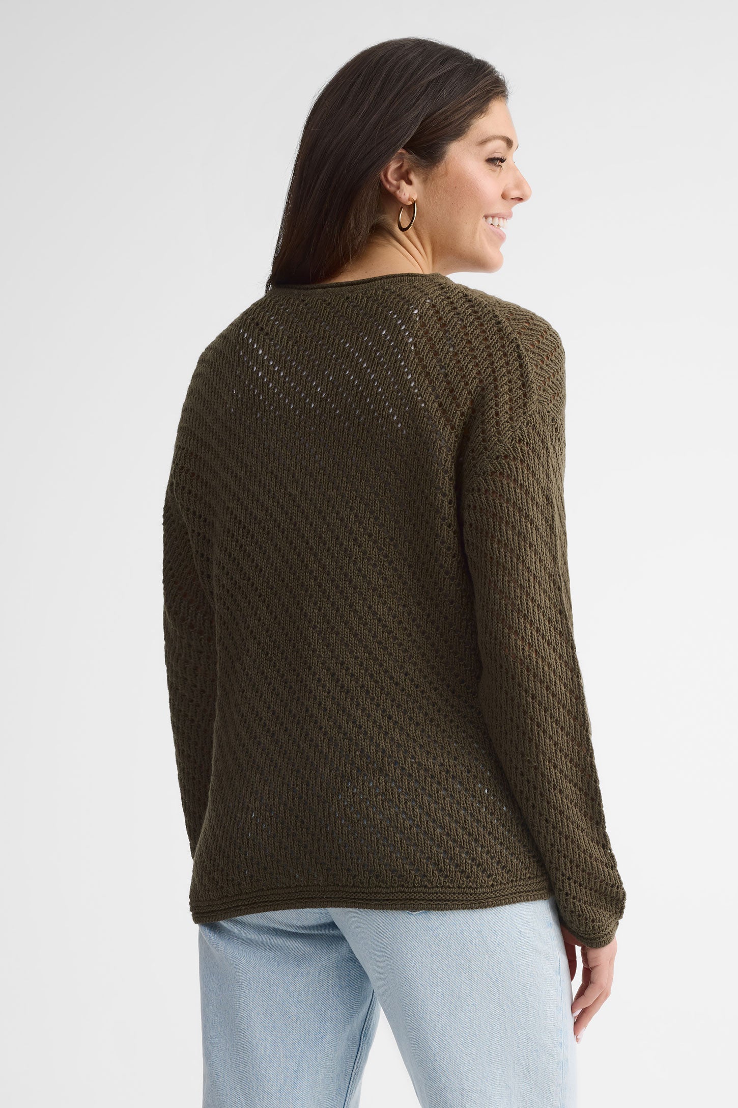 Chandail col rond tricot - Femme && KAKI