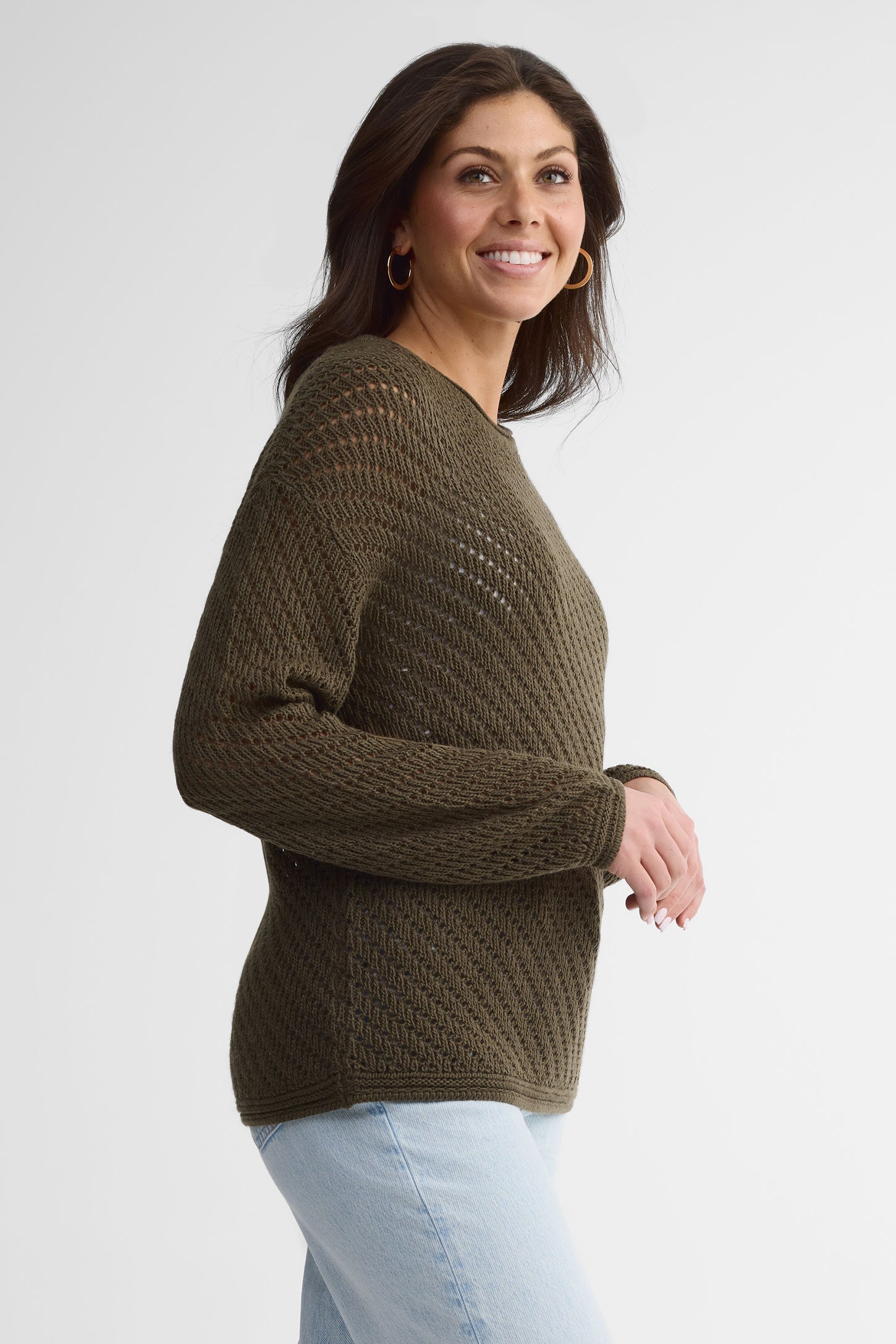 Chandail col rond tricot - Femme && KAKI