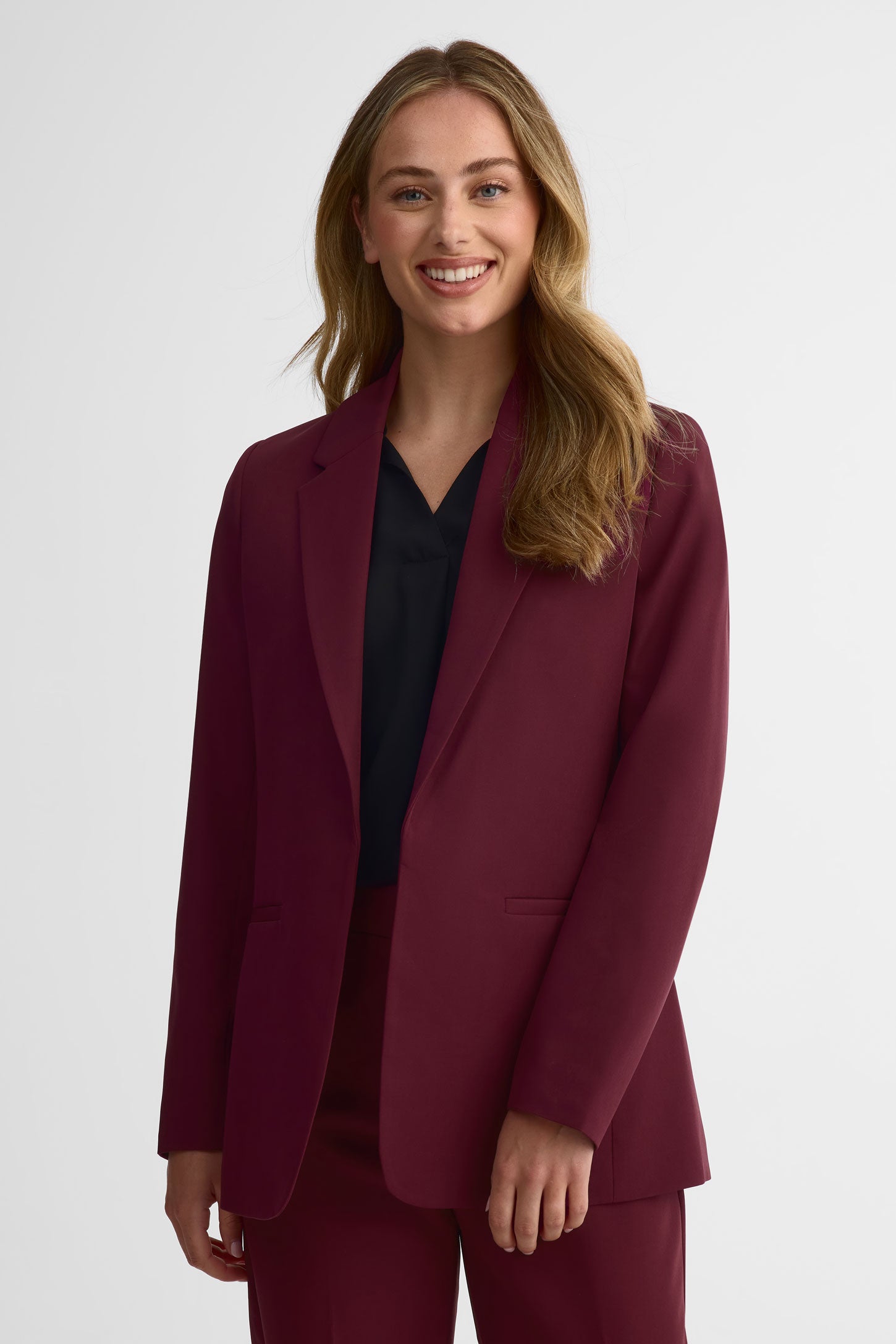 Veston coupe régulière doublé - Femme && BOURGOGNE