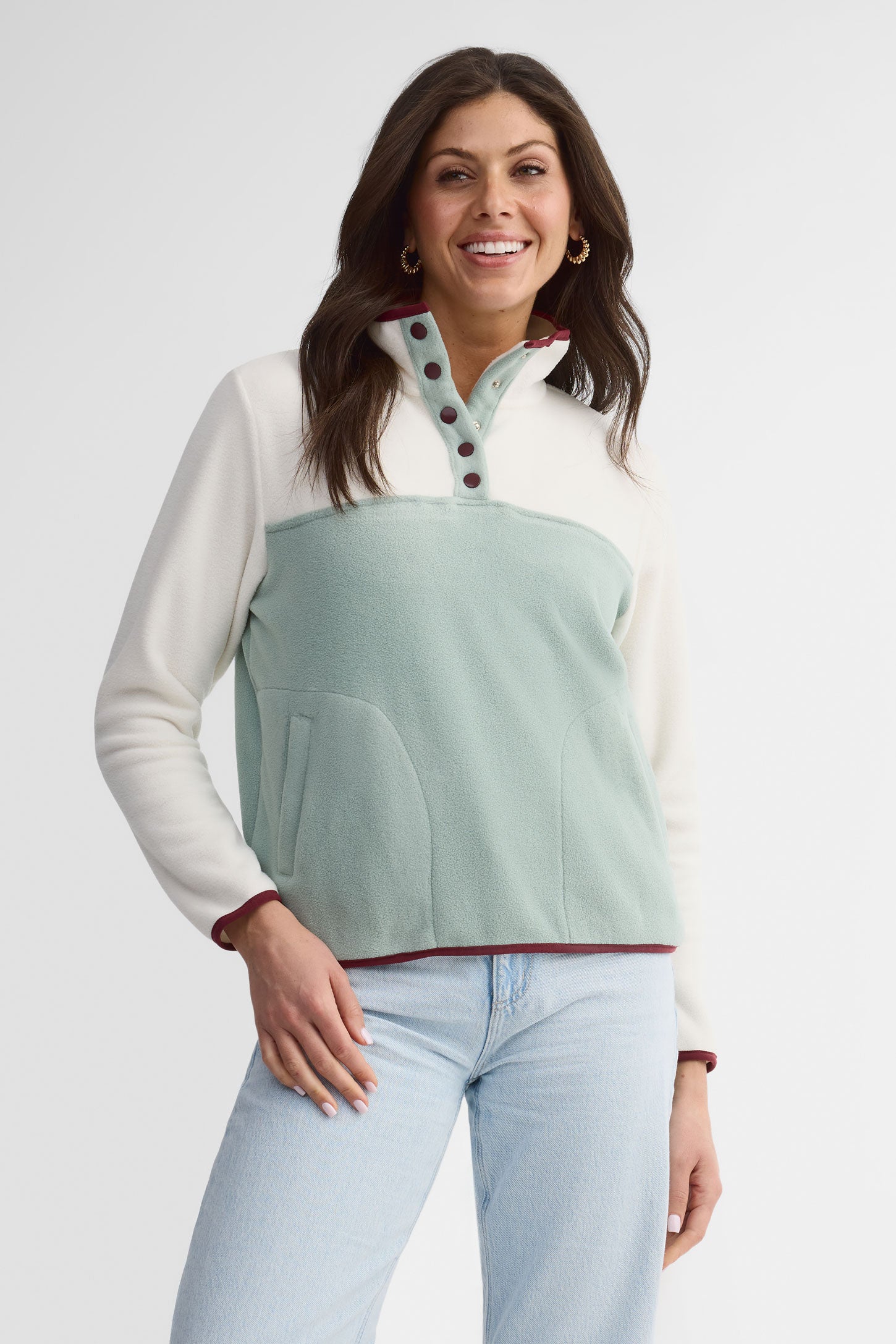 Chandail col montant polaire - Femme && VERT/MULTI