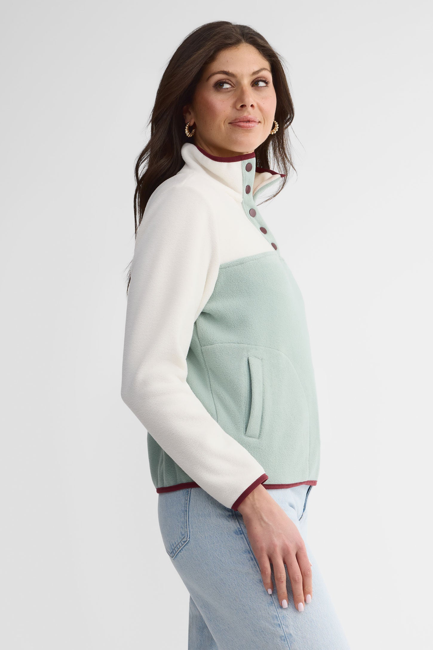 Chandail col montant polaire - Femme && VERT/MULTI