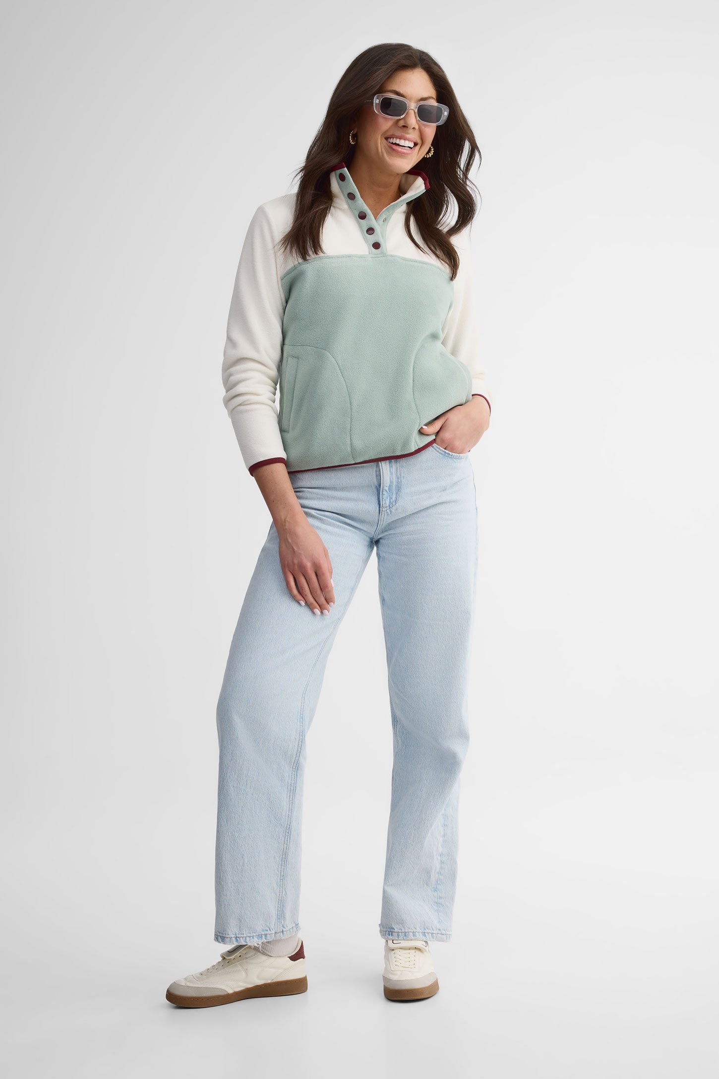 Chandail col montant polaire - Femme && VERT/MULTI