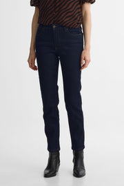 Jeans taille moyenne ajustés – Femme && DENIM FONCE