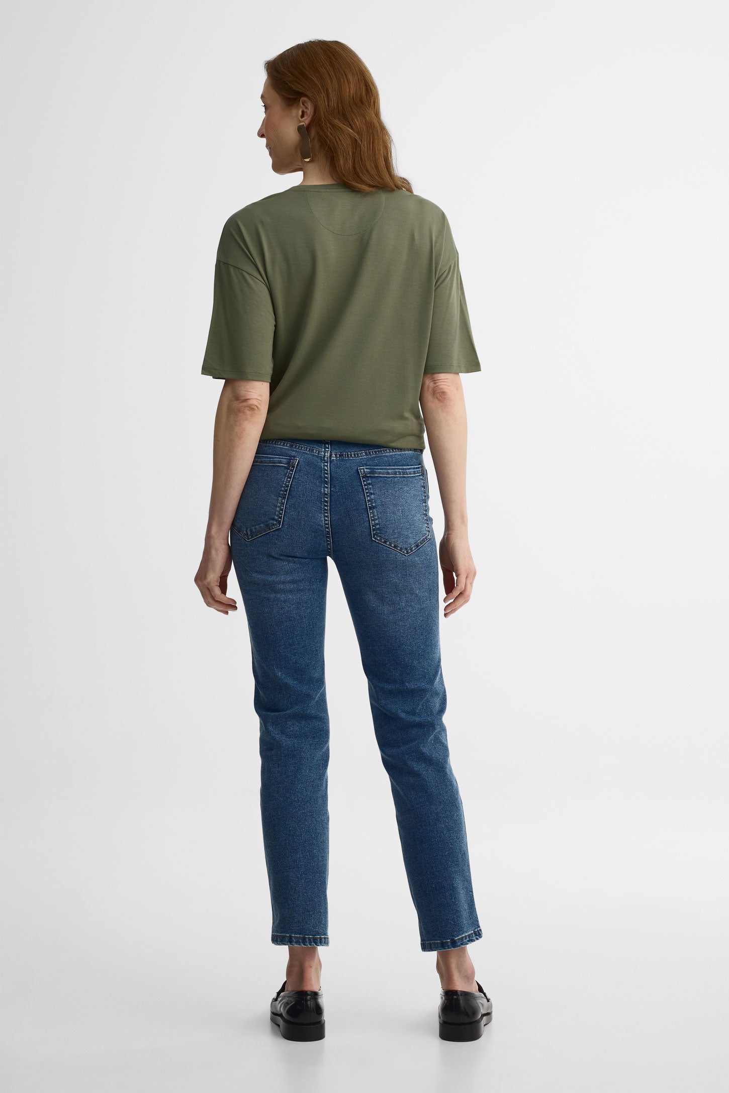 Jeans taille moyenne ajustés – Femme && DENIM MOYEN