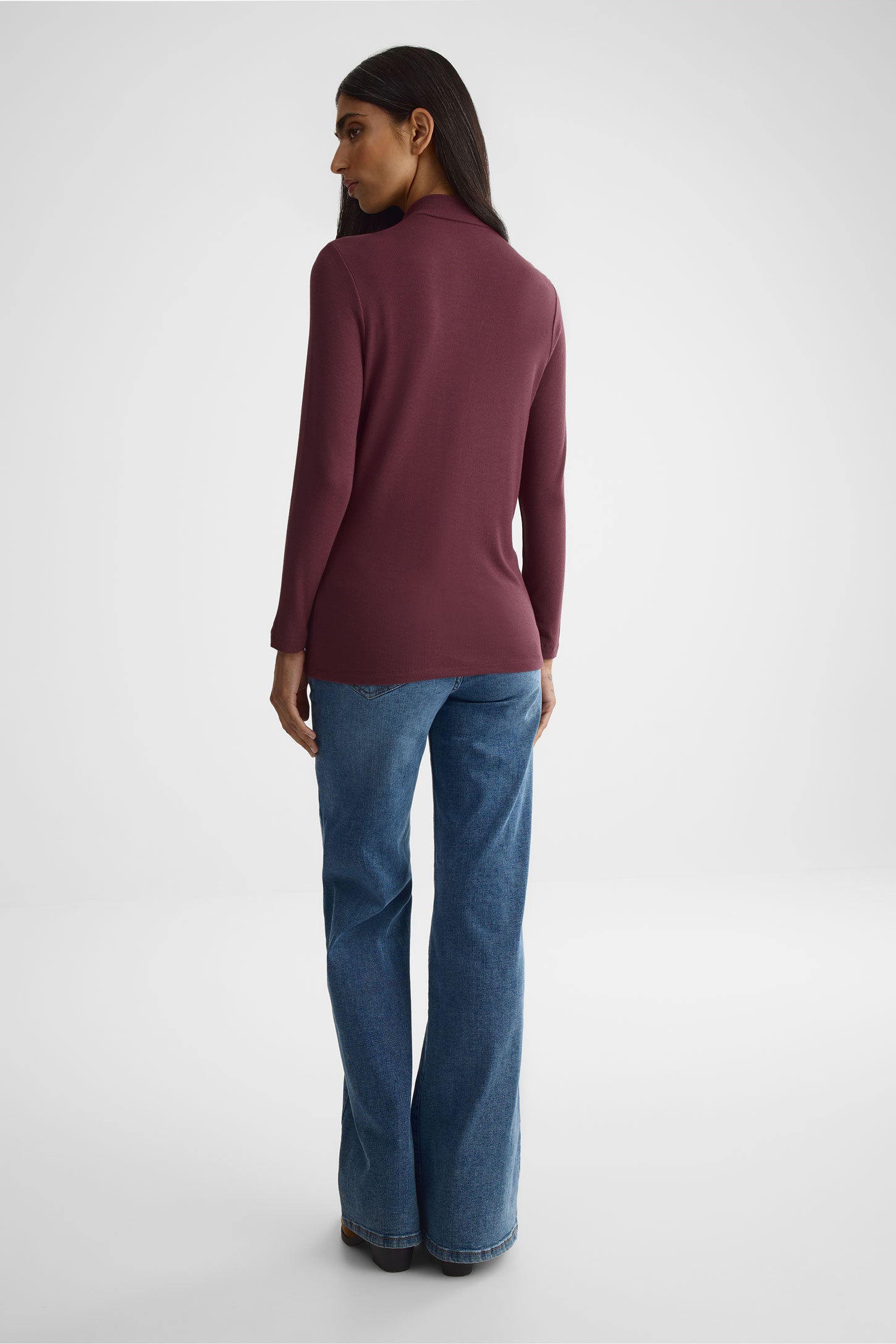 Chandail manches 3/4 semi-ajusté - Femme && BOURGOGNE