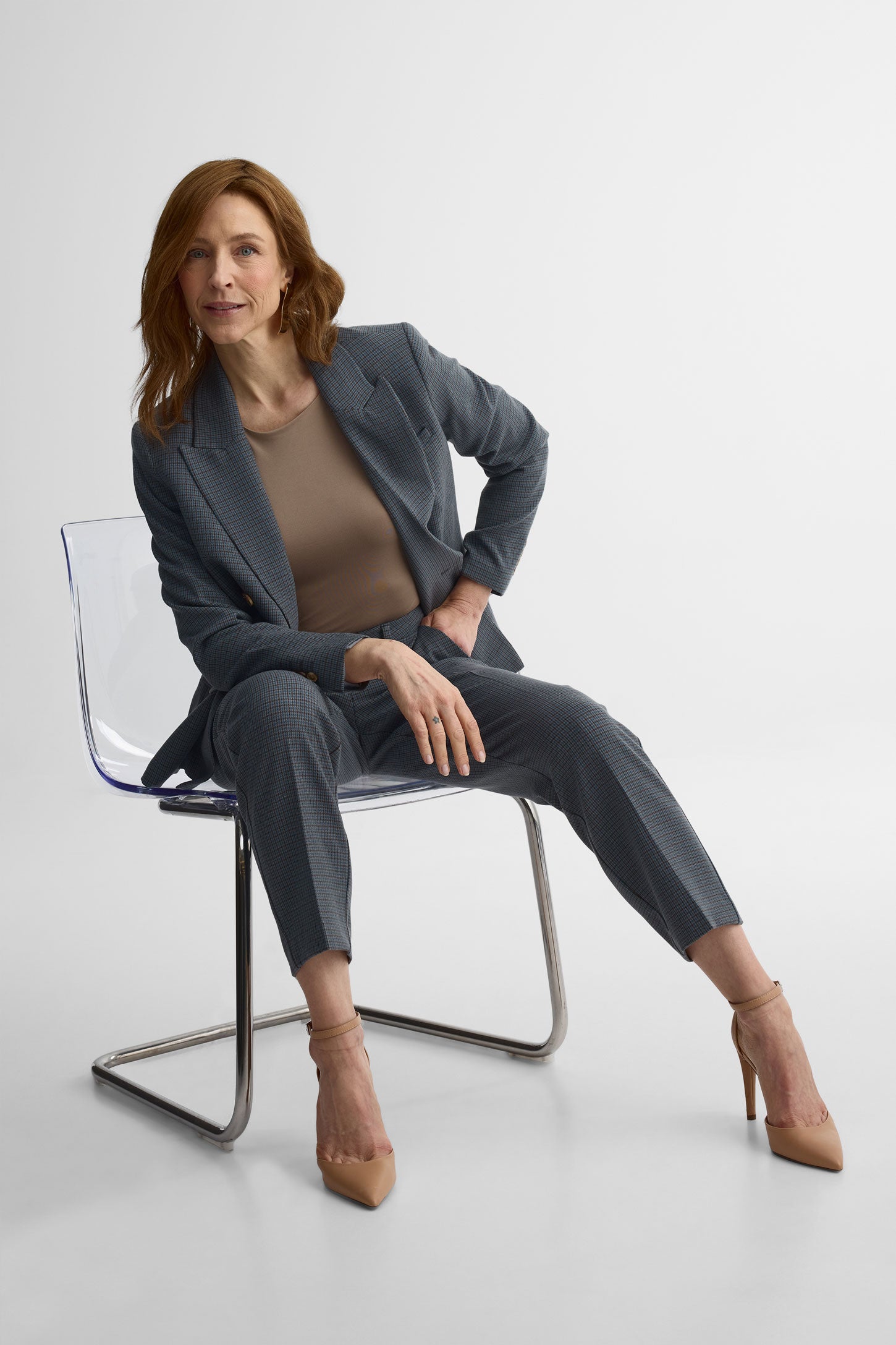 Pantalon taille haute fuselé – Femme && BRUN/MULTI