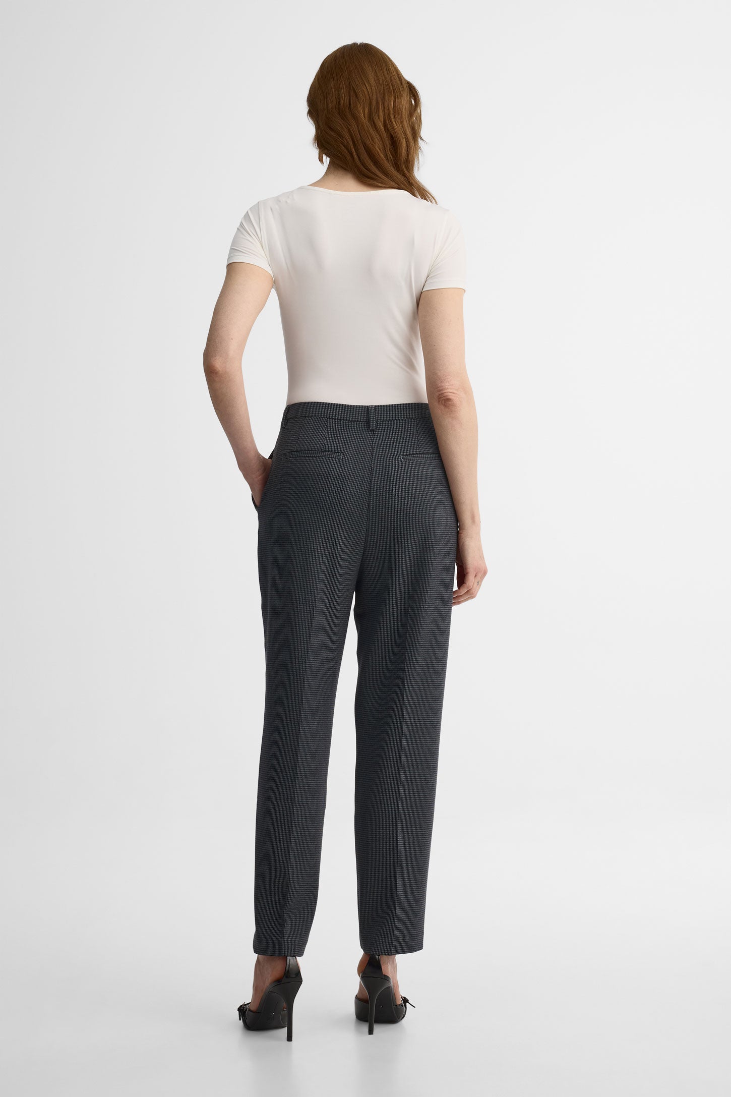 Pantalon taille haute fuselé – Femme && NOIR/MULTI