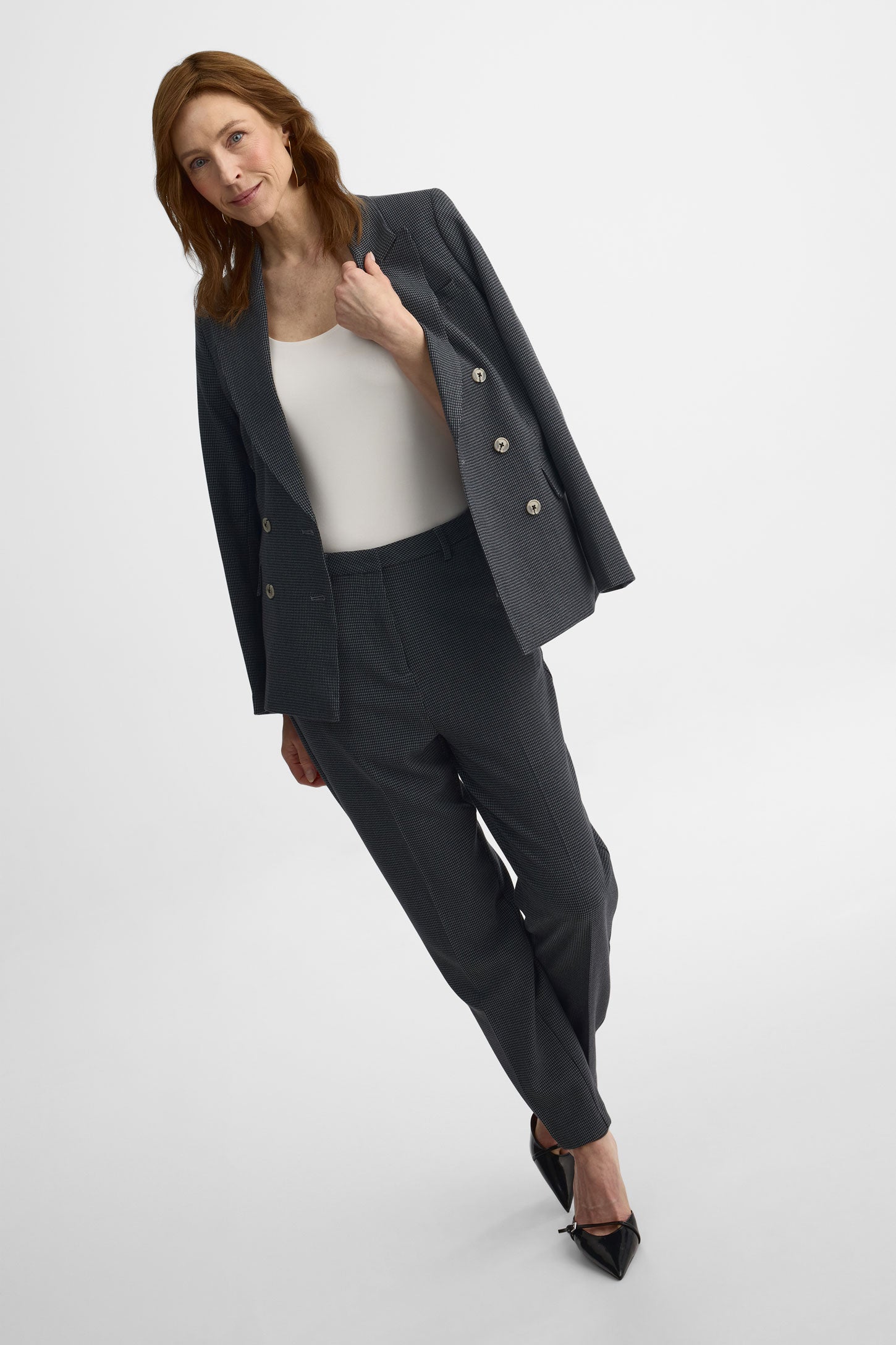 Pantalon taille haute fuselé – Femme && NOIR/MULTI