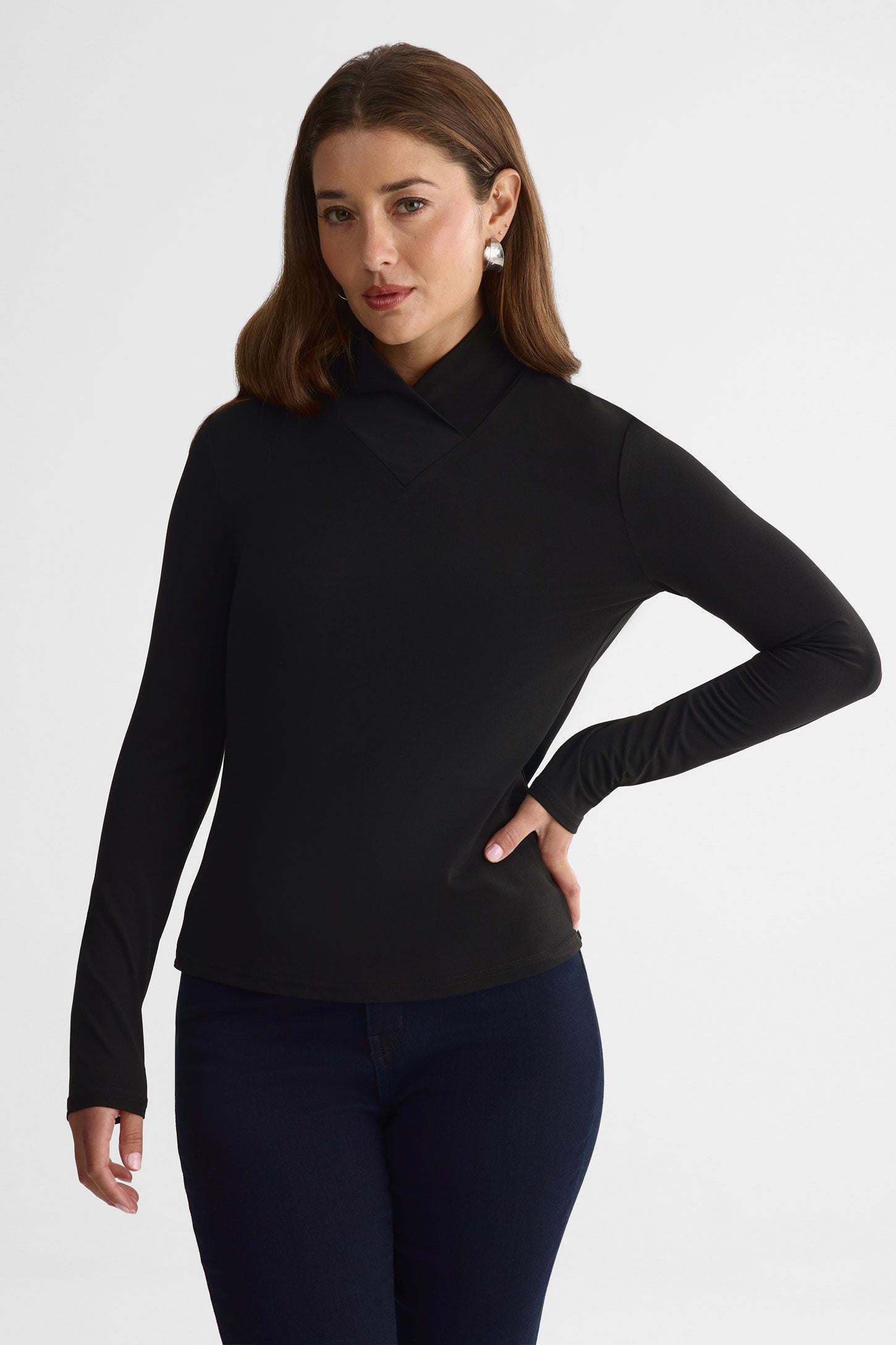 Chandail col croisé – Femme && NOIR