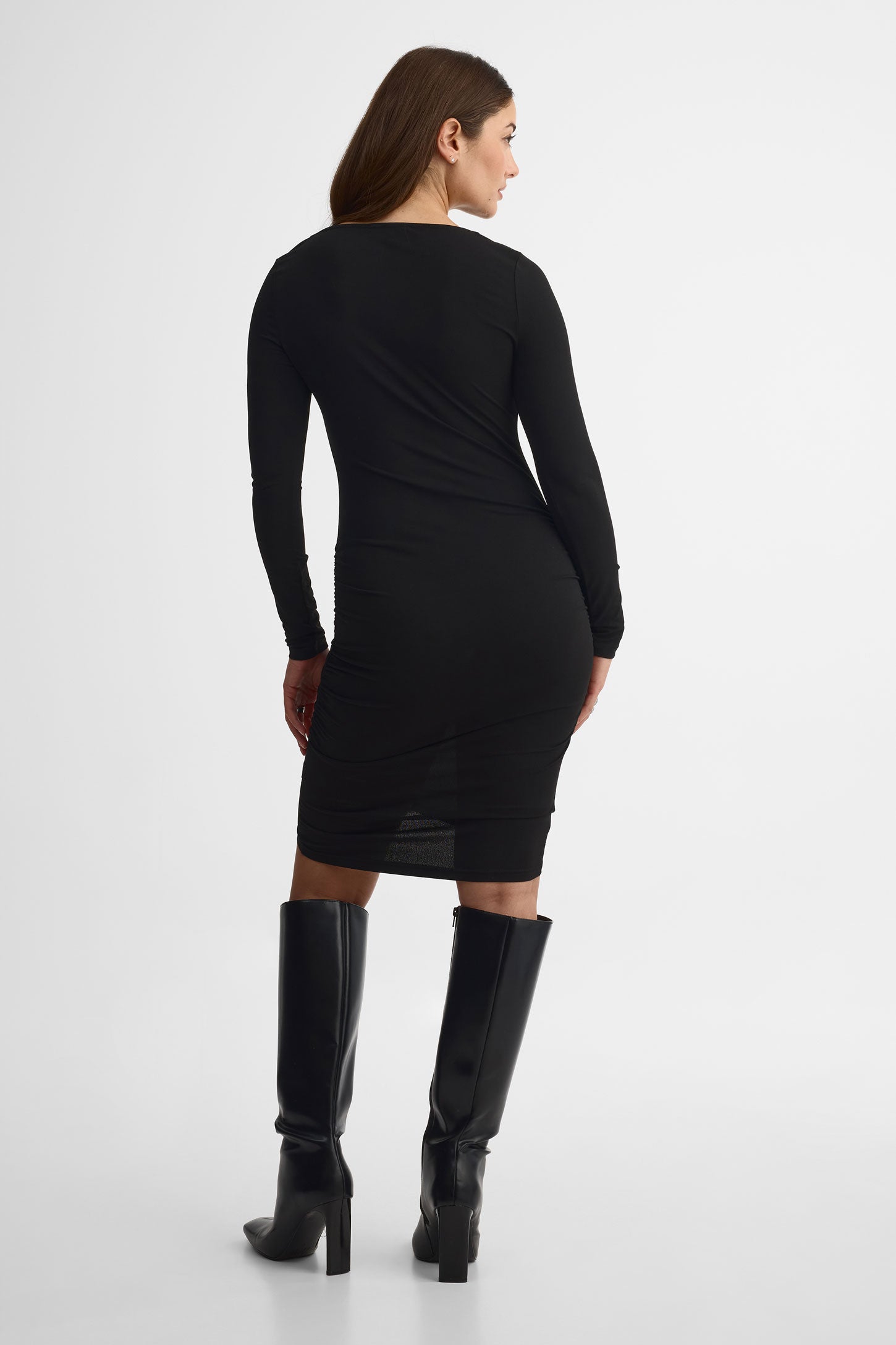 Robe manches longues twistée - Femme && NOIR