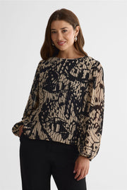 Blouse ample imprimée - Femme && BEIGE/MULTI