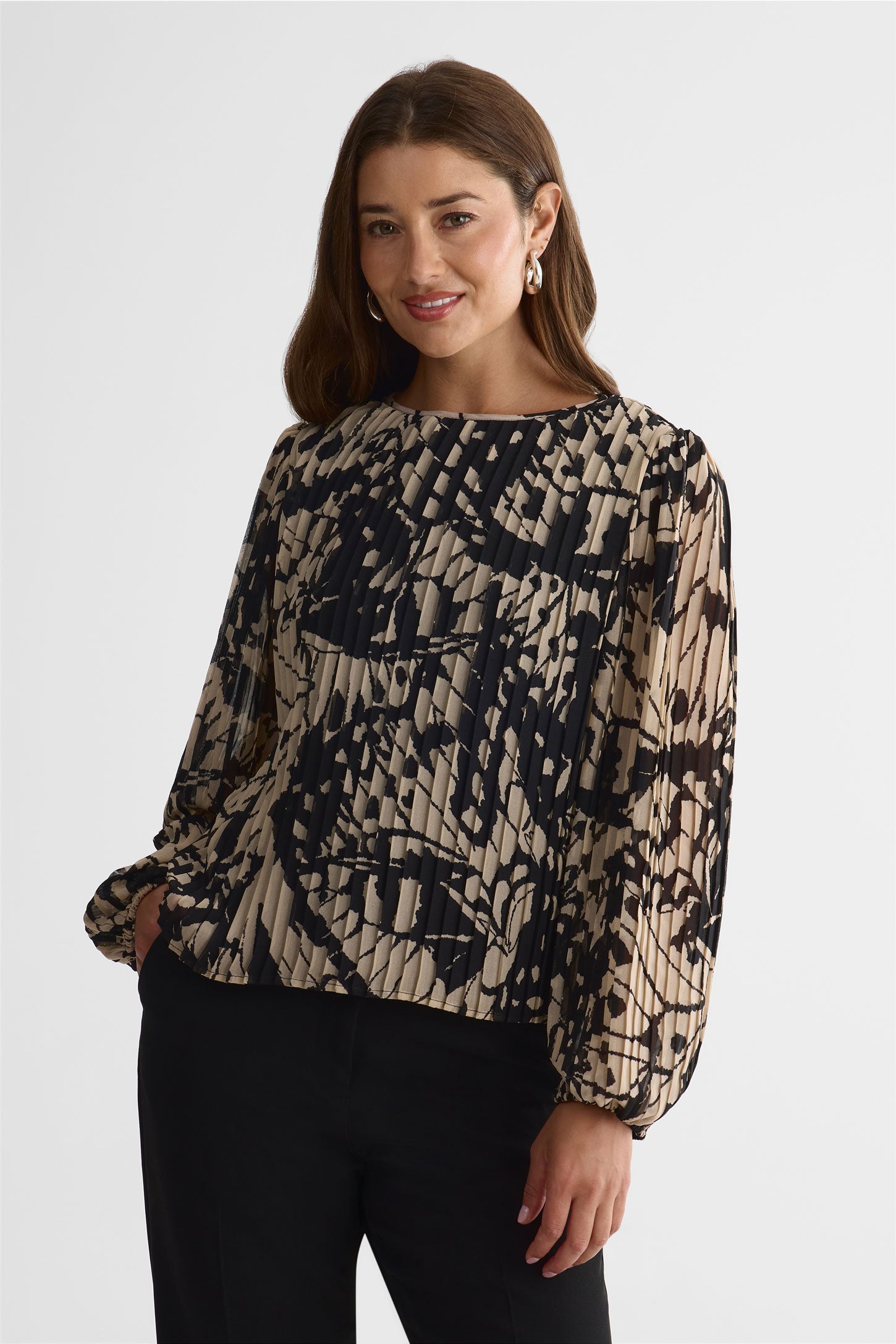 Blouse ample imprimée - Femme && BEIGE/MULTI