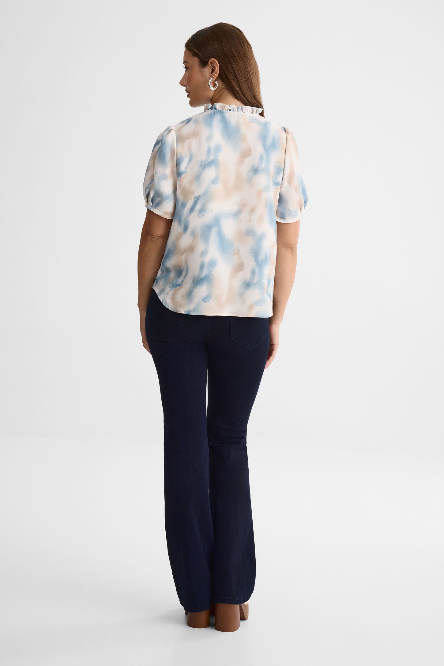 Blouse imprimée col en V – Femme && BLANC CASSÉ/MULTI