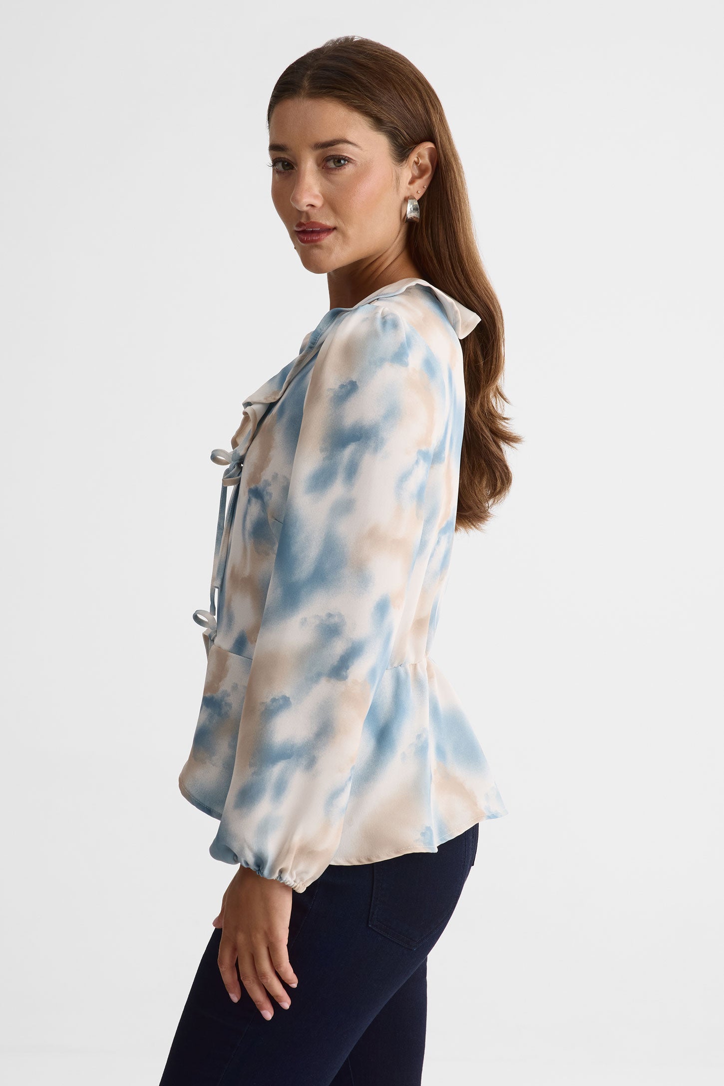 Blouse semi-ajustée à frils - Femme && BLANC CASSÉ/MULTI