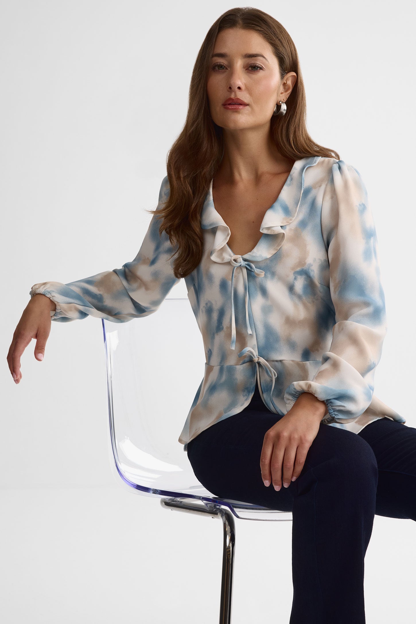 Blouse semi-ajustée à frils - Femme && BLANC CASSÉ/MULTI