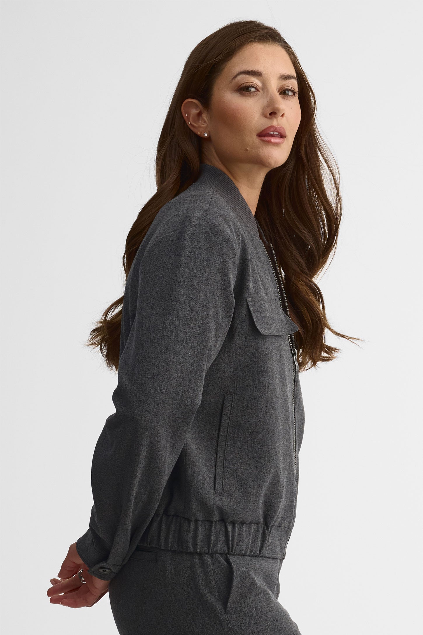 Veste bomber col ras le cou – Femme && CHARBON MIXTE