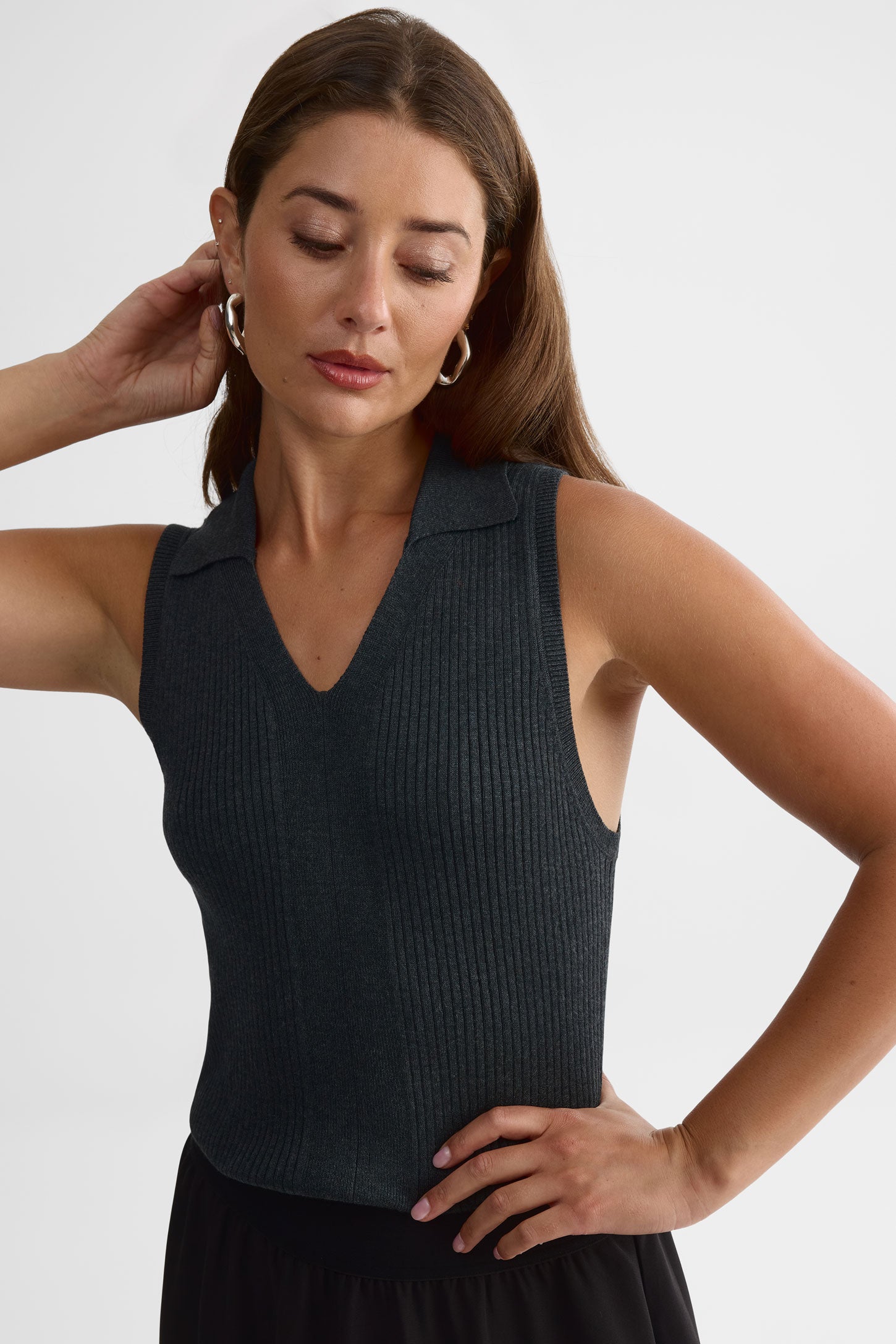 Camisole en tricot - Femme && CHARBON MIXTE