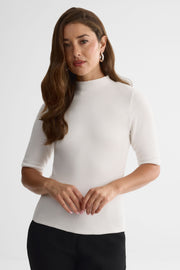 Chandail tricot semi-ajusté - Femme && BLANC CASSÉ