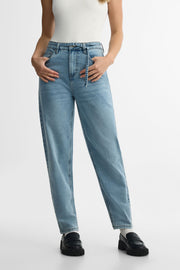 Jeans taille haute coupe ample - Femme && DENIM PALE