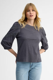 Chandail manches 3/4 bouffantes - Femme && CHARBON