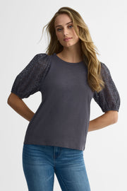 T-shirt manches ballon - Femme && CHARBON