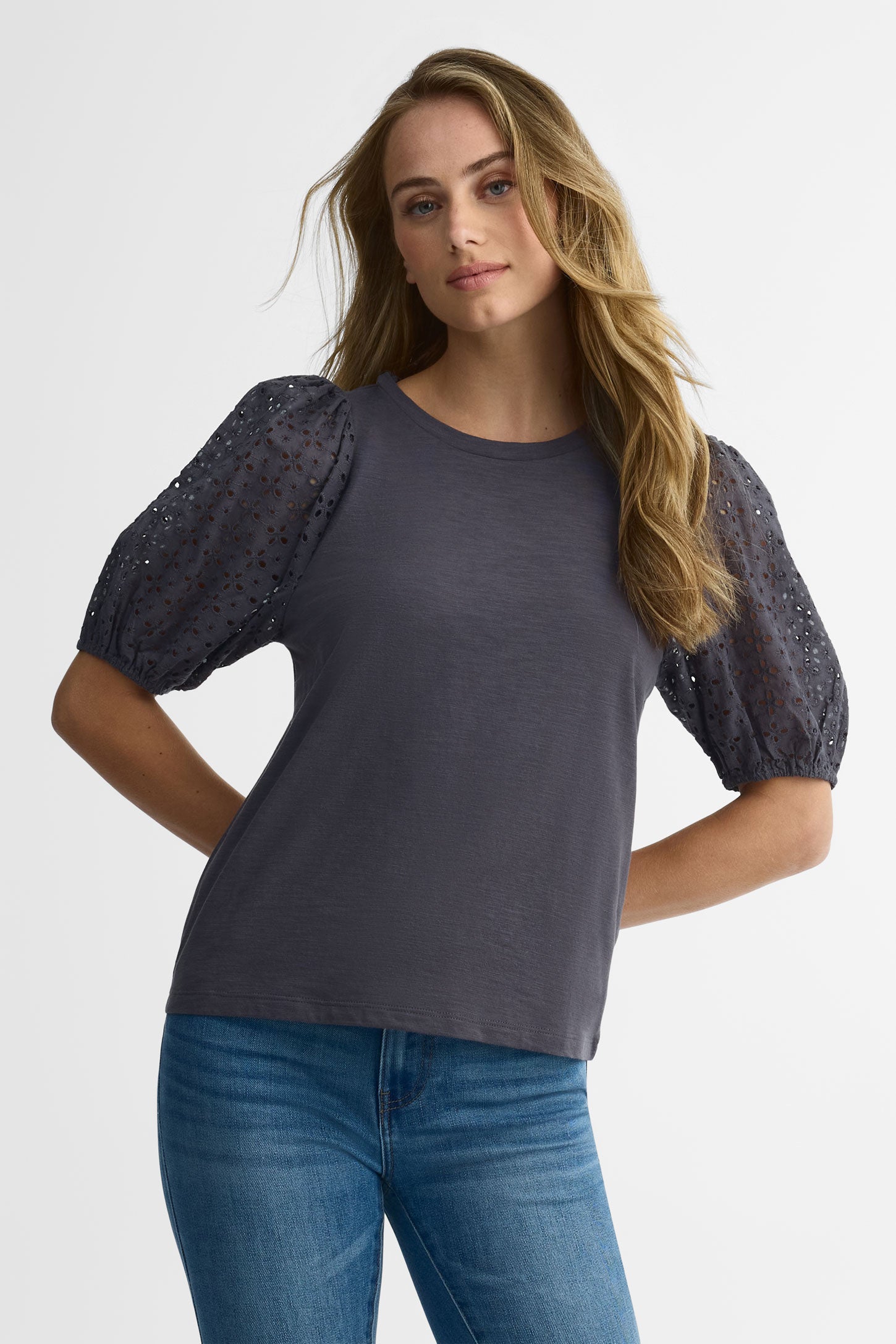 T-shirt manches ballon - Femme && CHARBON