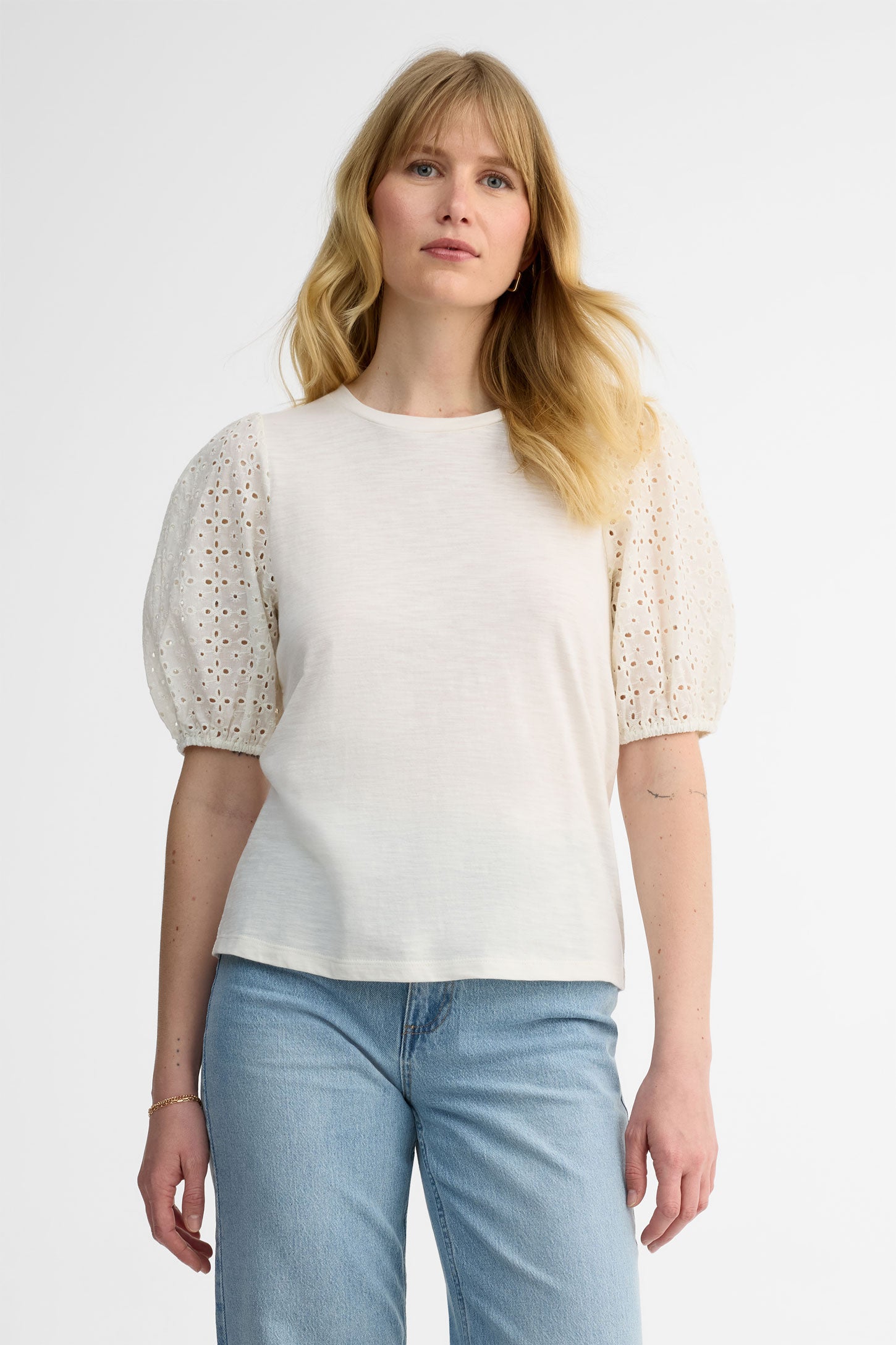 T-shirt manches ballon - Femme && BLANC CASSÉ