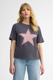 T-shirt ample col rond - Femme && CHARBON