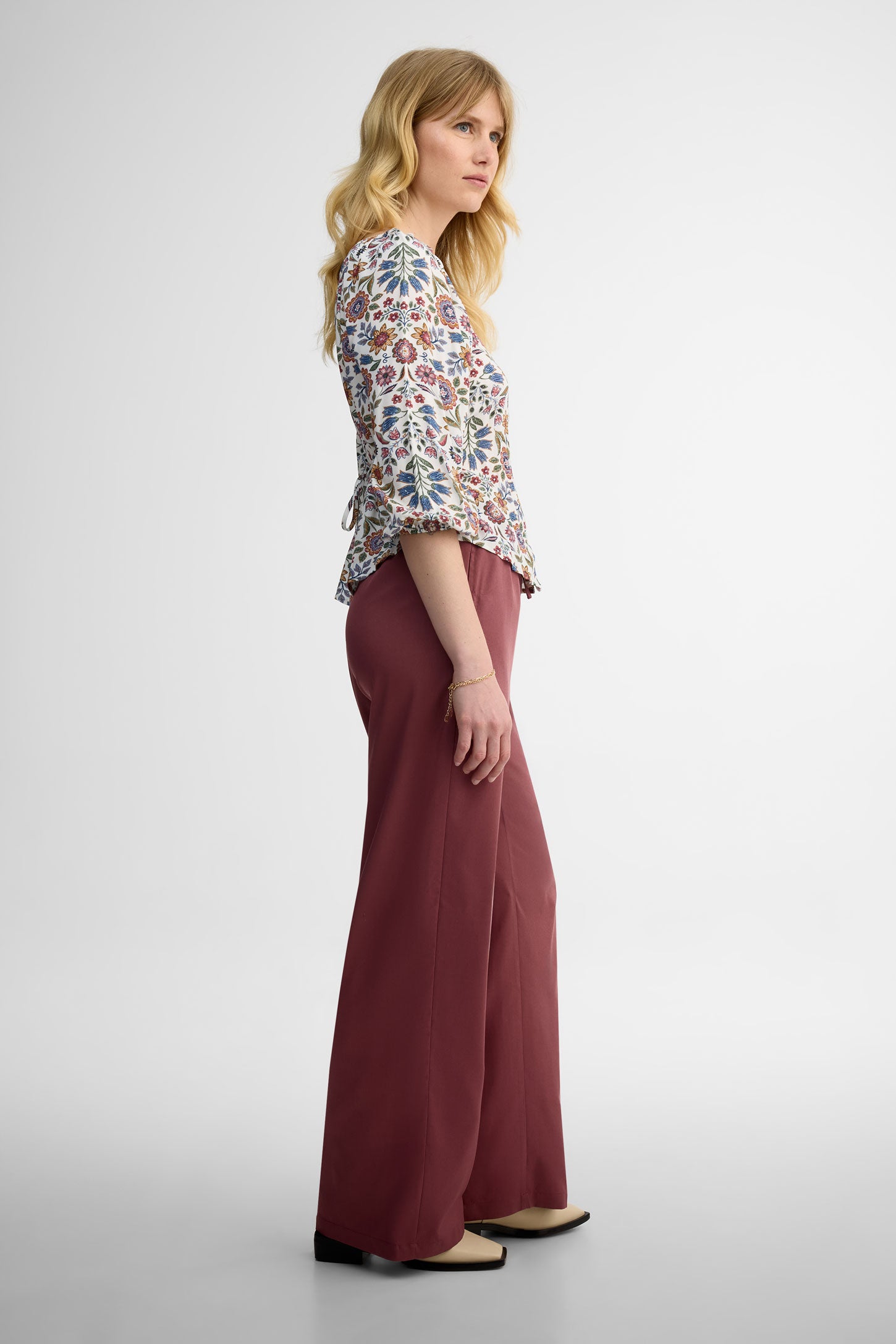 Chemisier ample manches 3/4 en crêpe - Femme && BLANC CASSÉ/MULTI