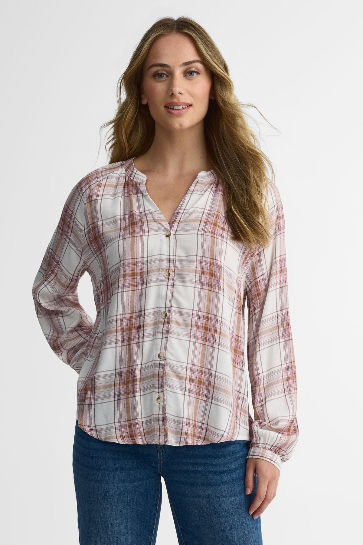 Chemise Rose à Carreaux Henleys Brodée Manches Longues - Taille M - Occasion Très Bon état