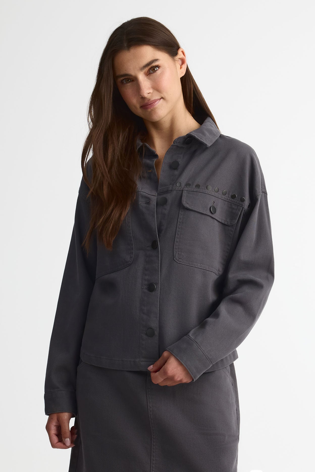 Chemise ample en twill de coton - Femme && CHARBON
