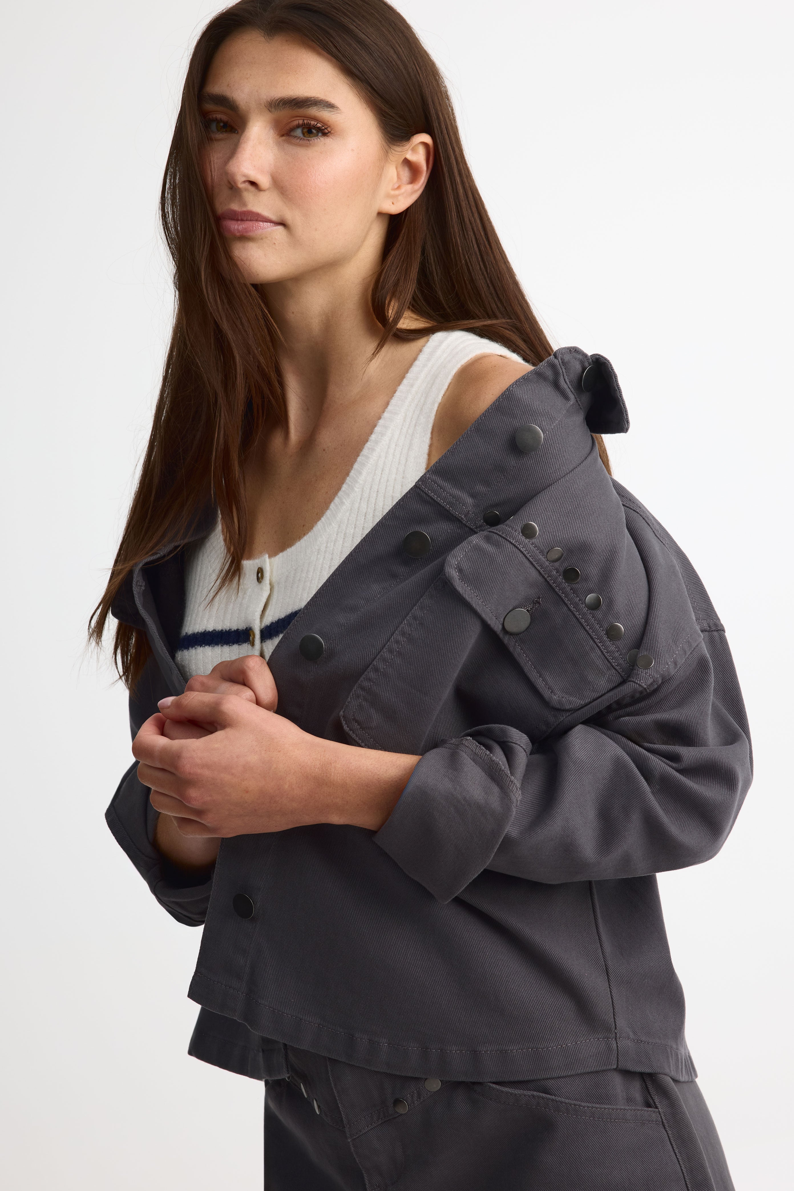 Chemise ample en twill de coton - Femme && CHARBON