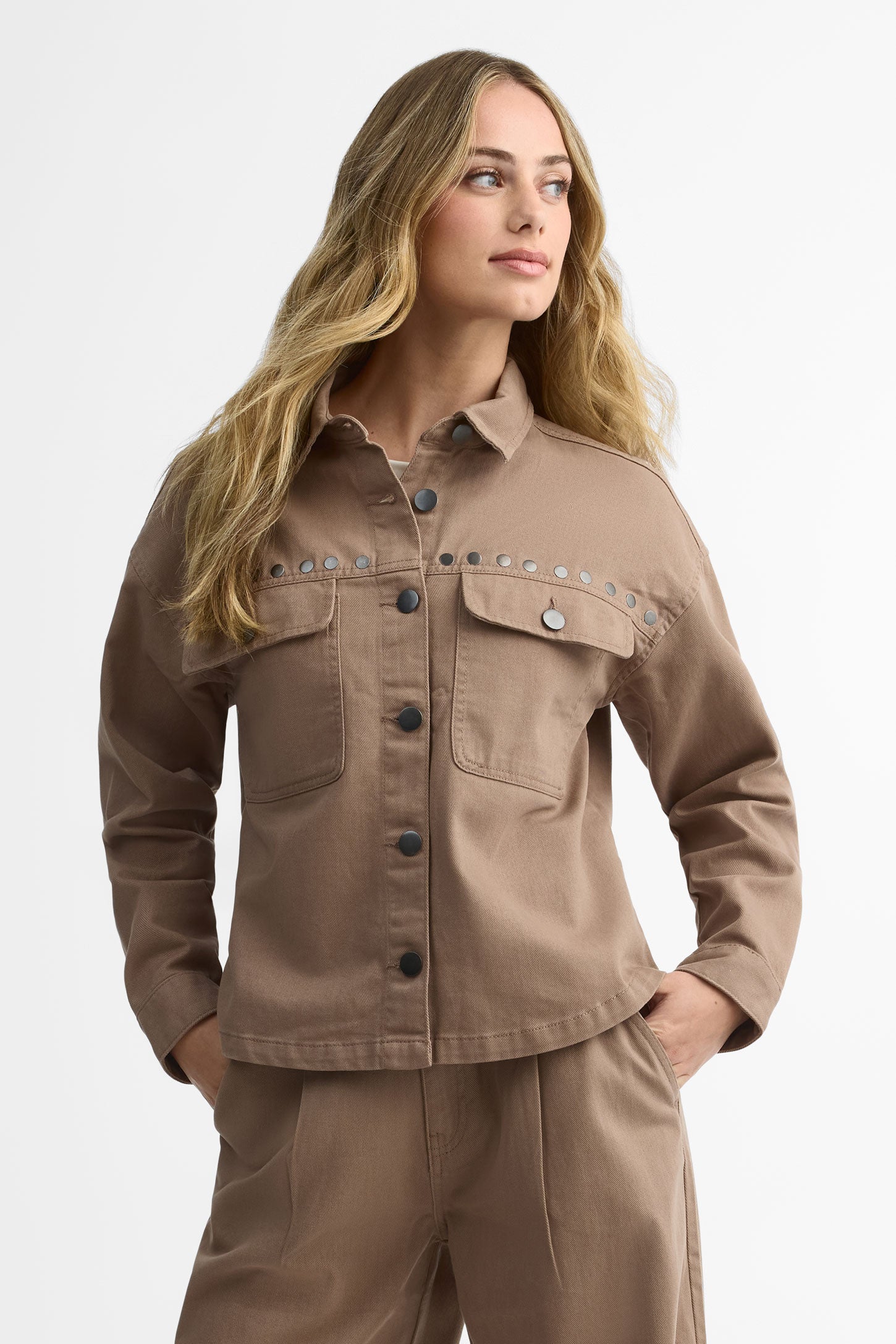 Chemise ample en twill de coton - Femme && TAUPE