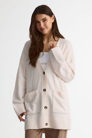 Cardigan ample en tricot avec poches - Femme && OATMEAL