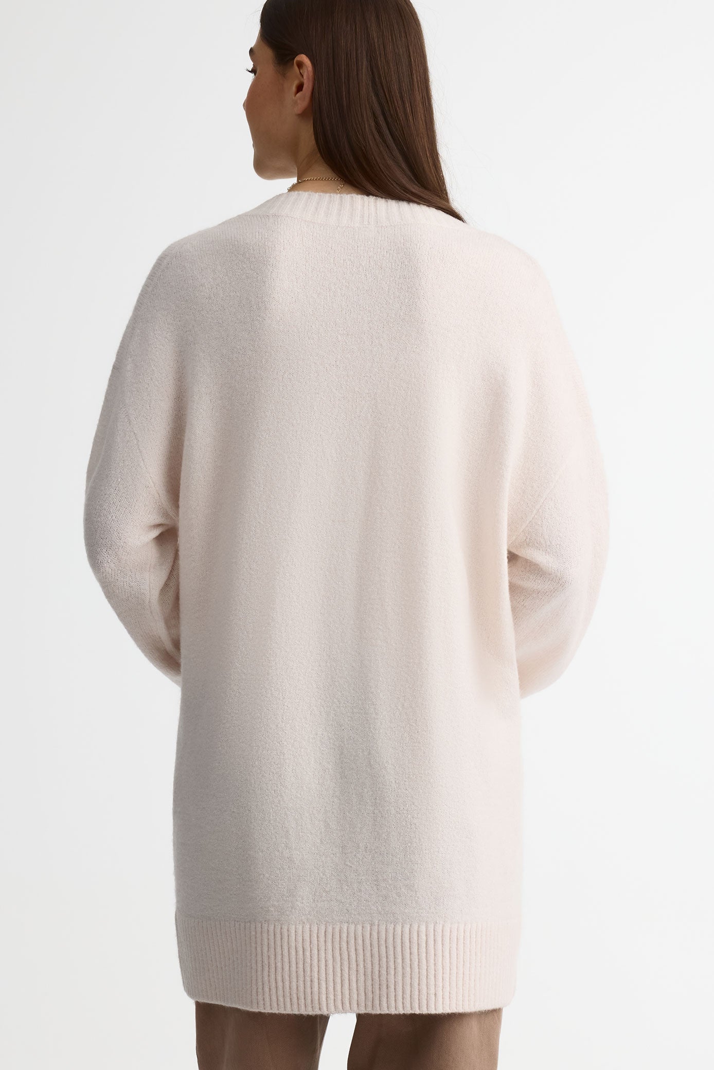 Cardigan ample en tricot avec poches - Femme && OATMEAL