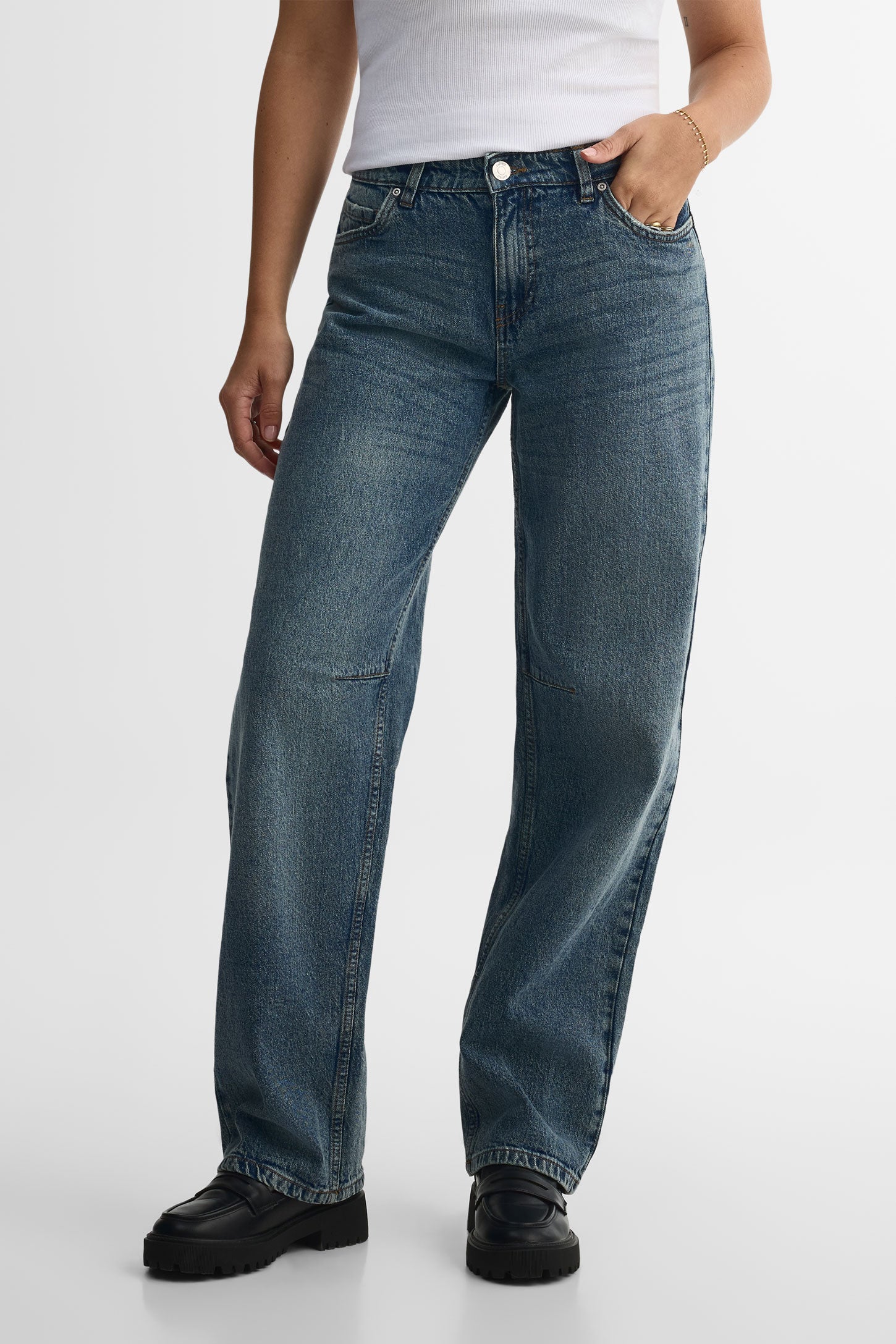 Jeans ''skater'' coupe ample - Femme && DENIM MOYEN