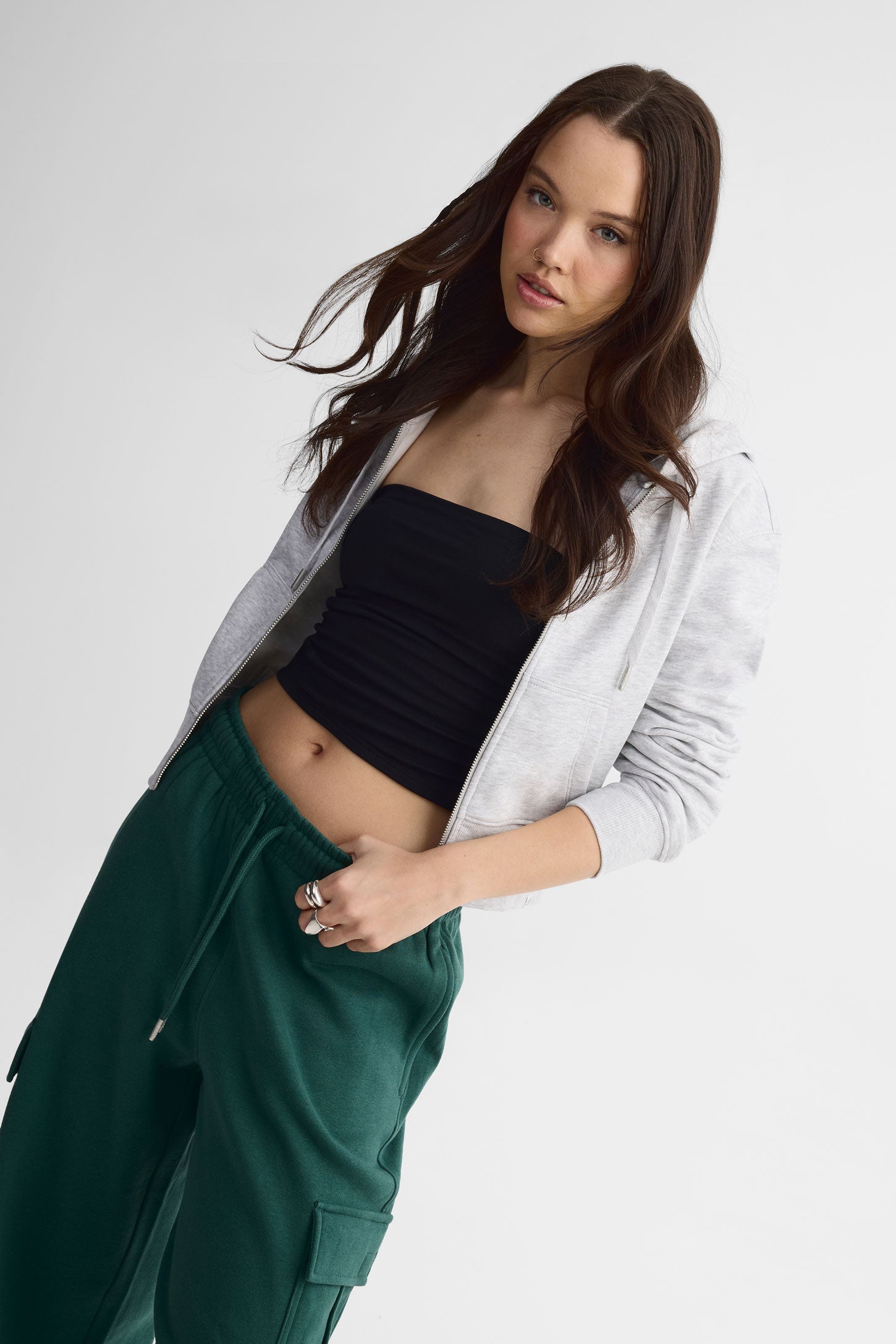 T-shirt tube uni à côtés froncés – Femme && NOIR