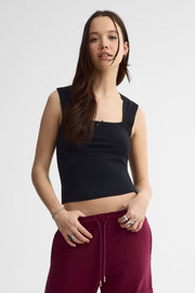 Camisole col carré - Femme && NOIR