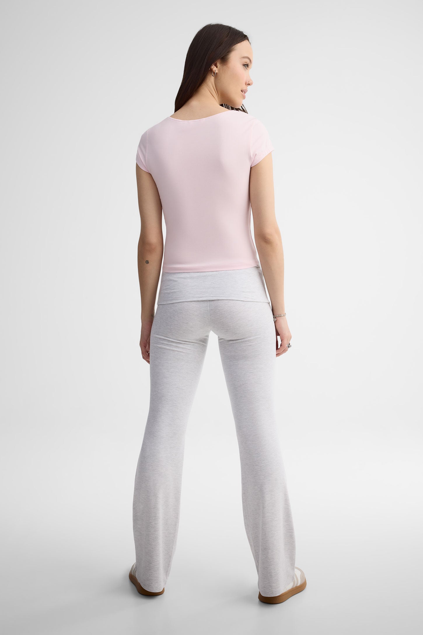 T-shirt col en cœur - Femme && ROSE PALE
